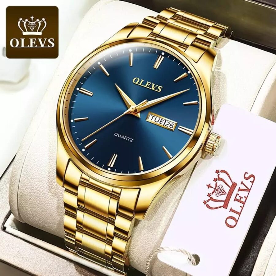 OLEVS Men's Luxury Stainless Steel Water Resistant Luminous Date/Day Wrist Watch - Image 2