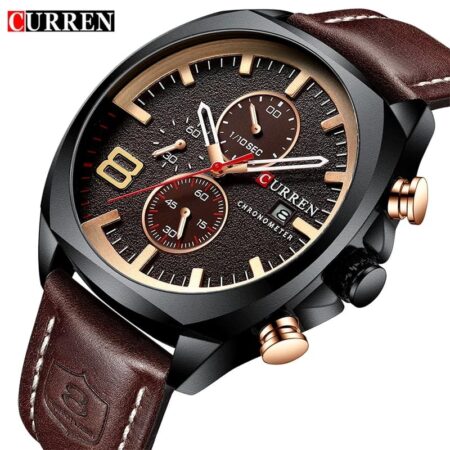 CURREN Mens Leather Watch Classic Stainless Steel - Rio Gift