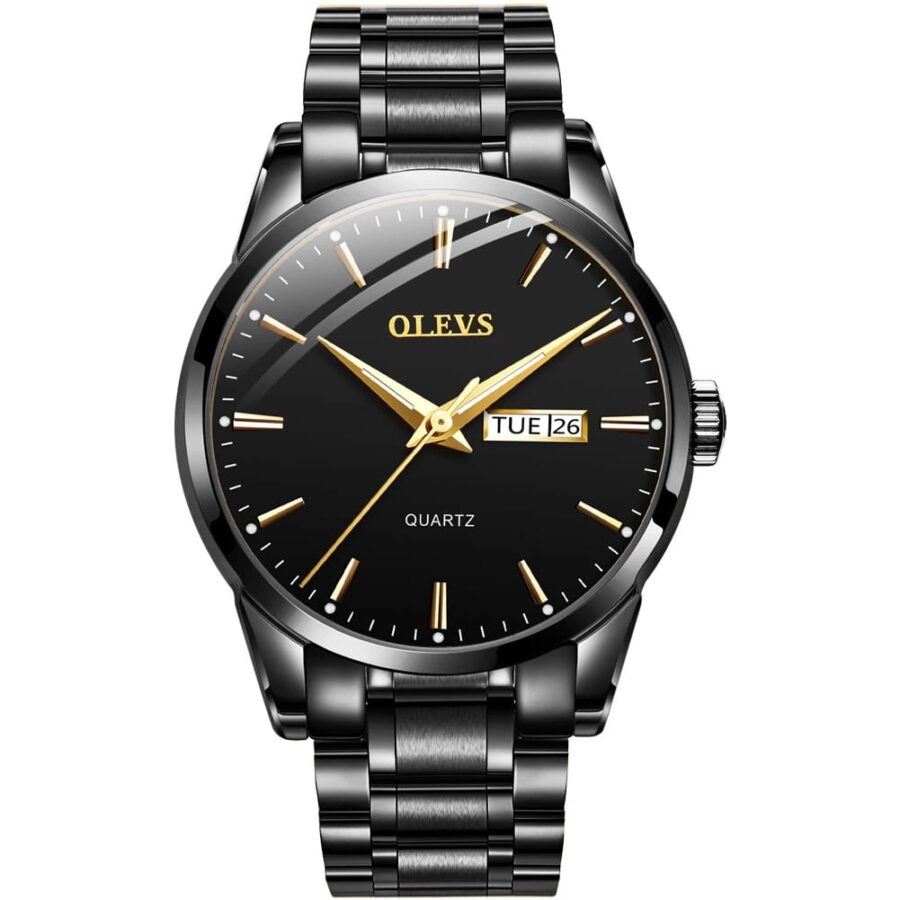 OLEVS Men's Luxury Stainless Steel Water Resistant Luminous Date/Day Wrist Watch - Image 2