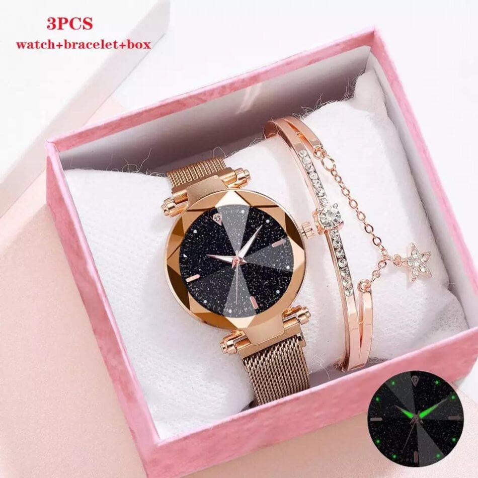 Ladies Fashion Watch and Bracelet Giftset Combo