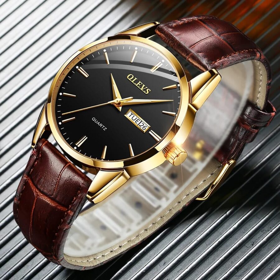 OLEVS Classic Analog Quartz Leather Straps Week Date Casual Luminous 3ATM Water Resistant Wrist Watch Lovers - Image 4