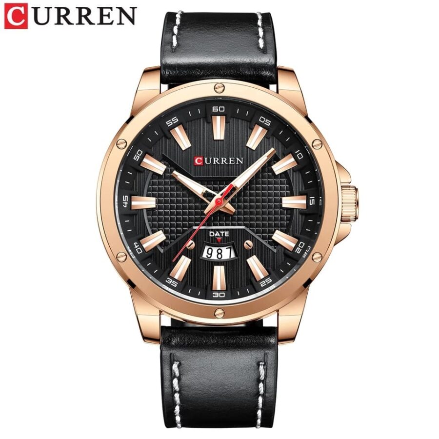 CURREN Men's Rose Gold Quartz watch with Leather Strap %page%