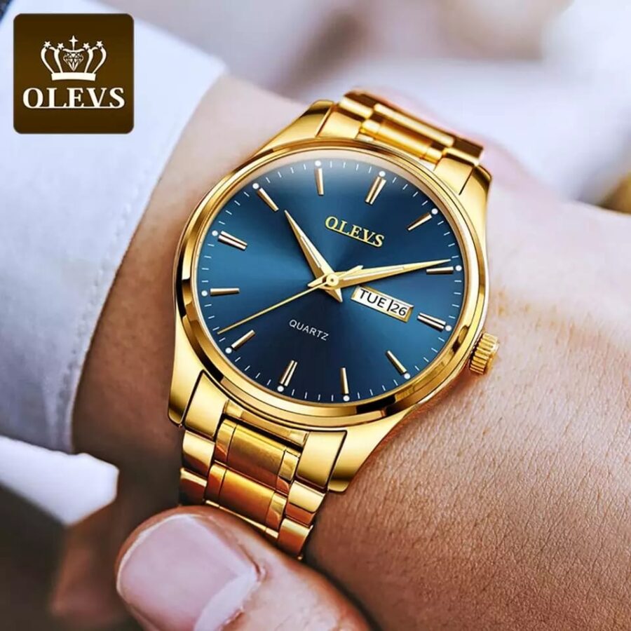 OLEVS Men's Luxury Stainless Steel Water Resistant Luminous Date/Day Wrist Watch - Image 3