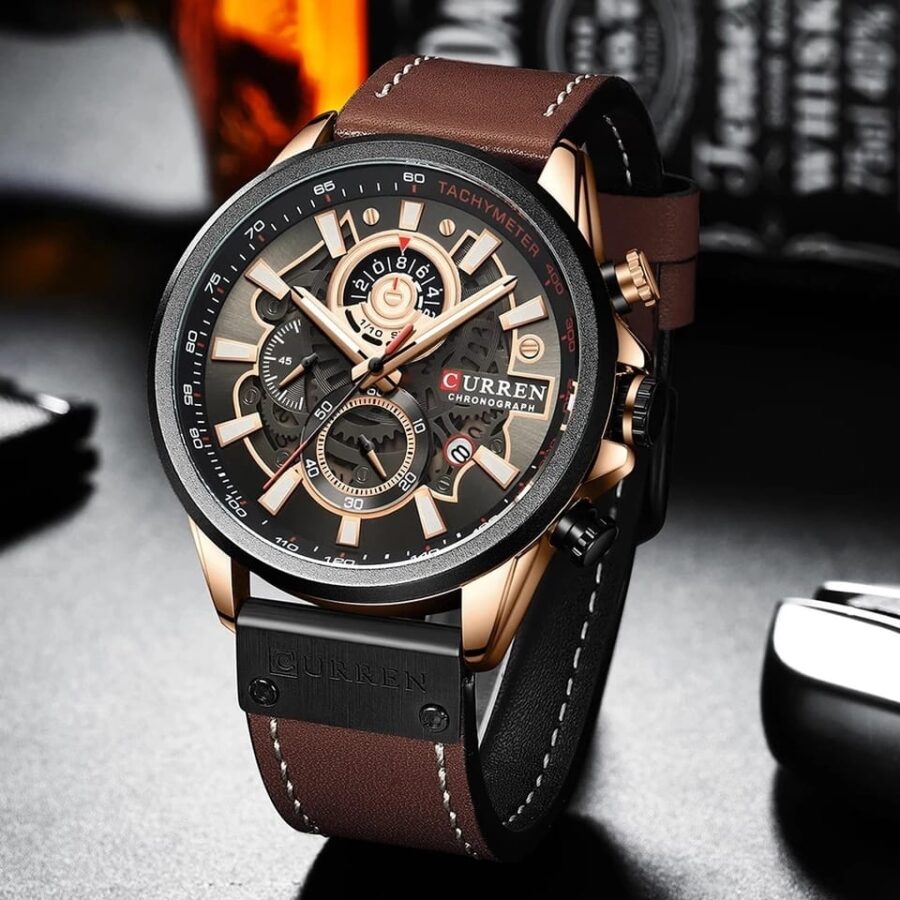 Men Watches Brand CURREN Creative Fashion Chronograph Quartz Wristwatch Leather Strap Lumious Hands Gift - Image 3