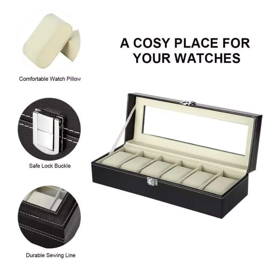 High quality PU leather 6 slots watch organizer - Rio Gift