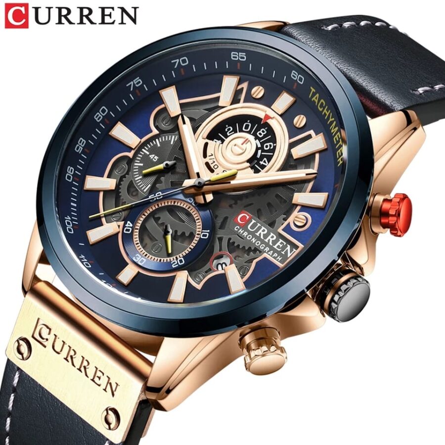 Men Watches Brand CURREN Creative Fashion Chronograph Quartz Wristwatch Leather Strap Lumious Hands Gift - Image 3