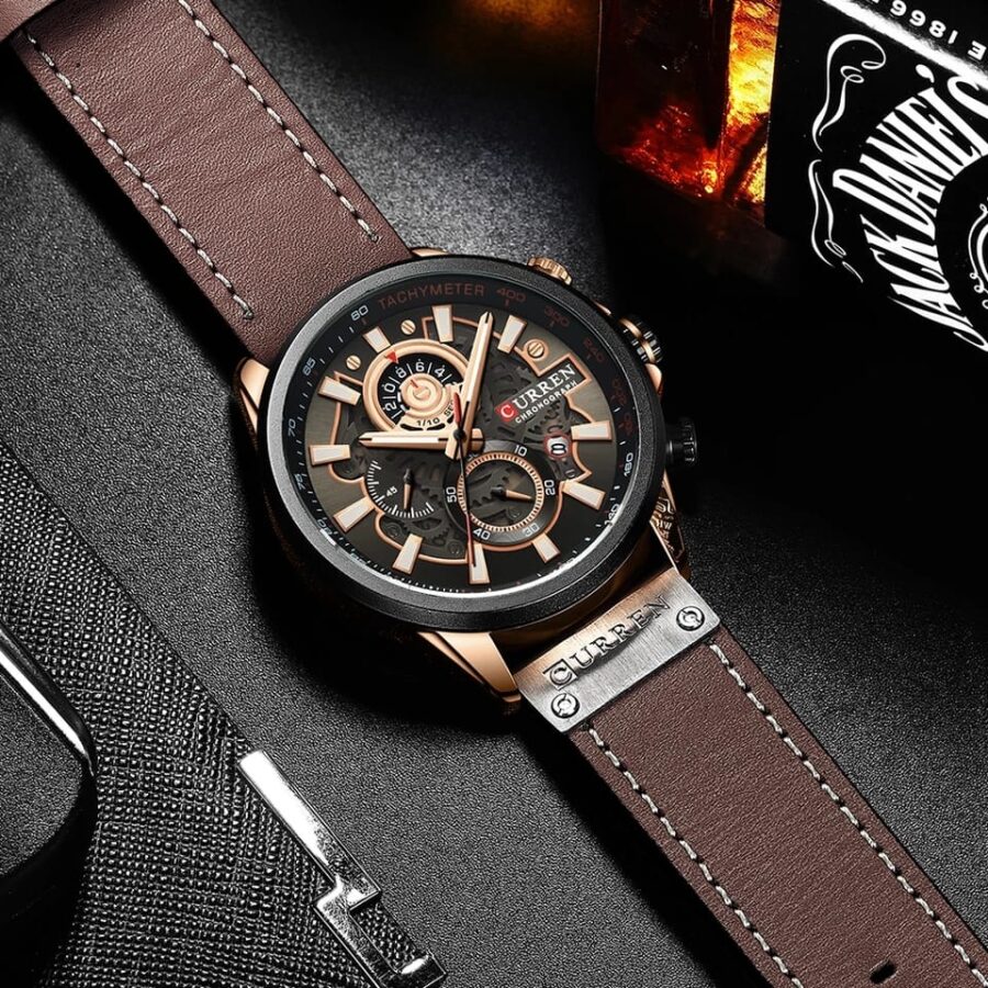 Men Watches Brand CURREN Creative Fashion Chronograph Quartz Wristwatch Leather Strap Lumious Hands Gift - Image 4