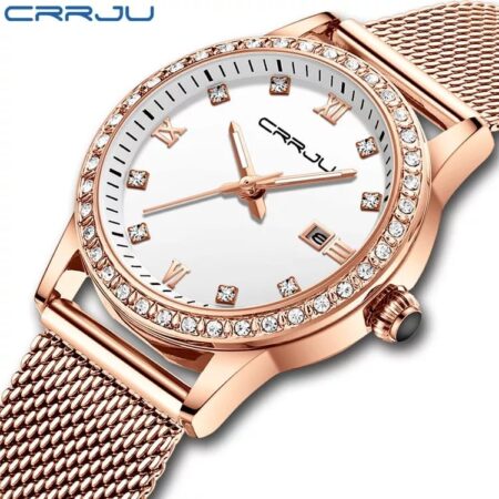 Trendy Auto Date Women Quartz Movement Waterproof Watch