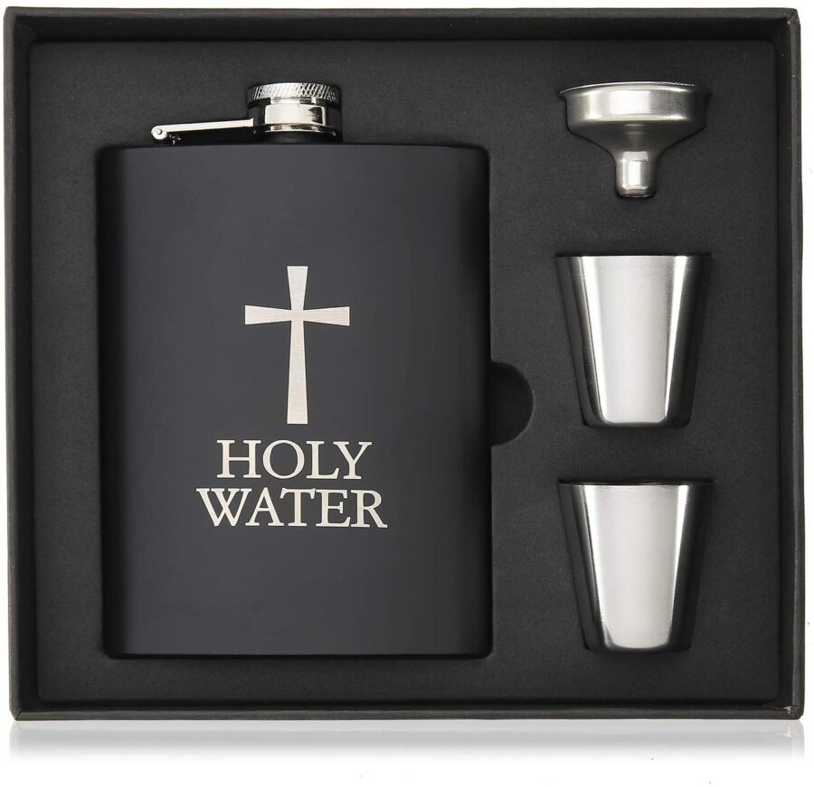 Engravable  Stainless Steel Hip Flask Gift Set -Black - Image 5