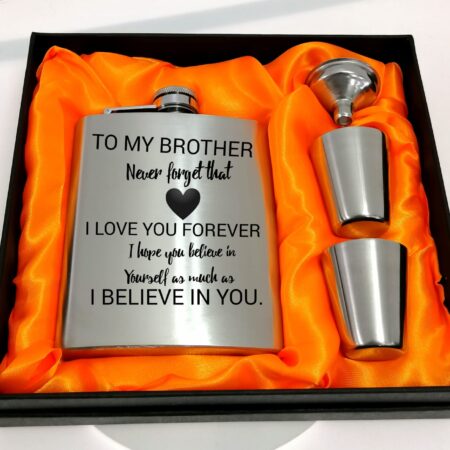 Engravable Stainless Steel Hip Flask Gift Set