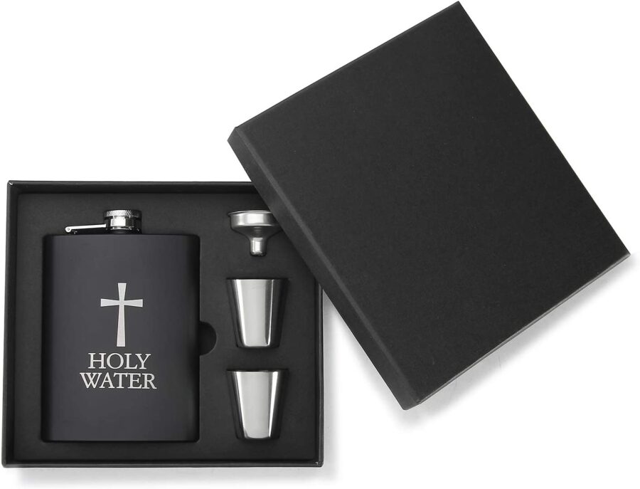 Engravable  Stainless Steel Hip Flask Gift Set -Black - Image 6