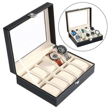 Watch Box Display Case Organizer Leather