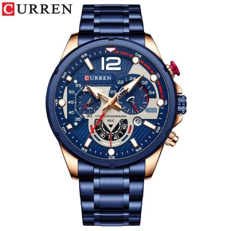 Classy Chronograph Water Resistant Auto date  Men’s Curren Wrist Watch - Image 2