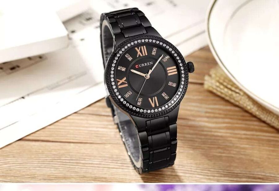 Curren Ladies Black Iced Water Resistant Top Brand Wrist Watch - Image 2