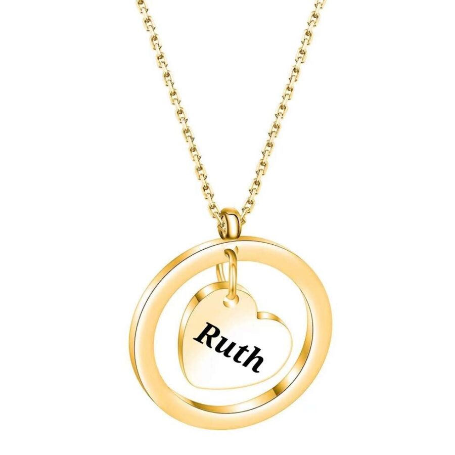 1PC Gold Stainless Steel Personlized Necklace Round Heart Pendants Necklace Fashion Jewelry - Image 3