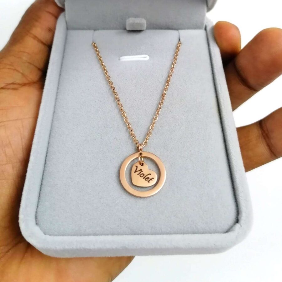 Rose Gold Stainless Steel Personalized Necklace Round Heart Pendants Necklace Fashion Jewelry - Image 4