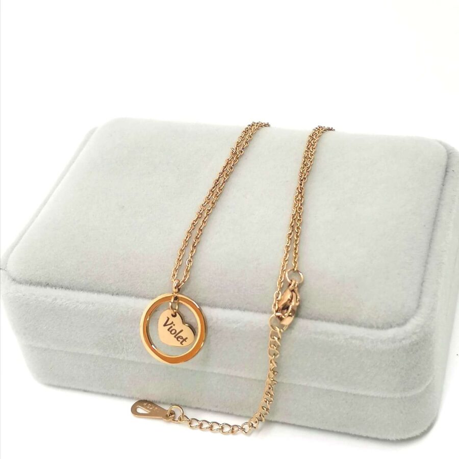 Rose Gold Stainless Steel Personalized Necklace Round Heart Pendants Necklace Fashion Jewelry - Image 2