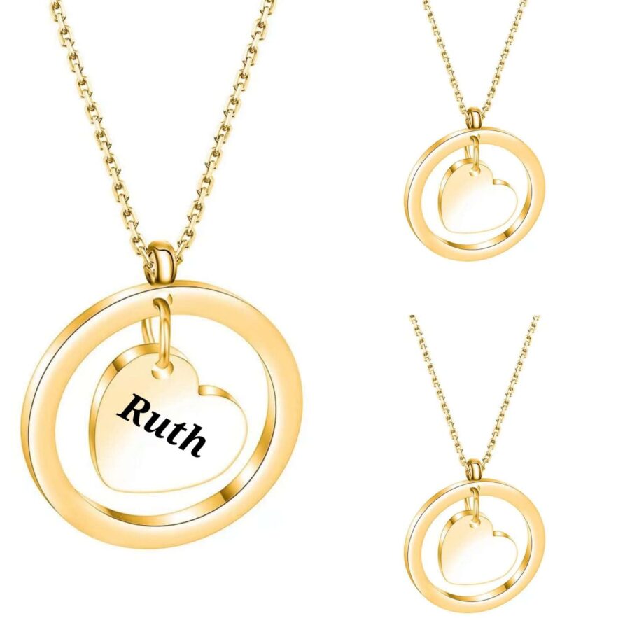 1PC Gold Stainless Steel Personlized Necklace Round Heart Pendants Necklace Fashion Jewelry - Image 4