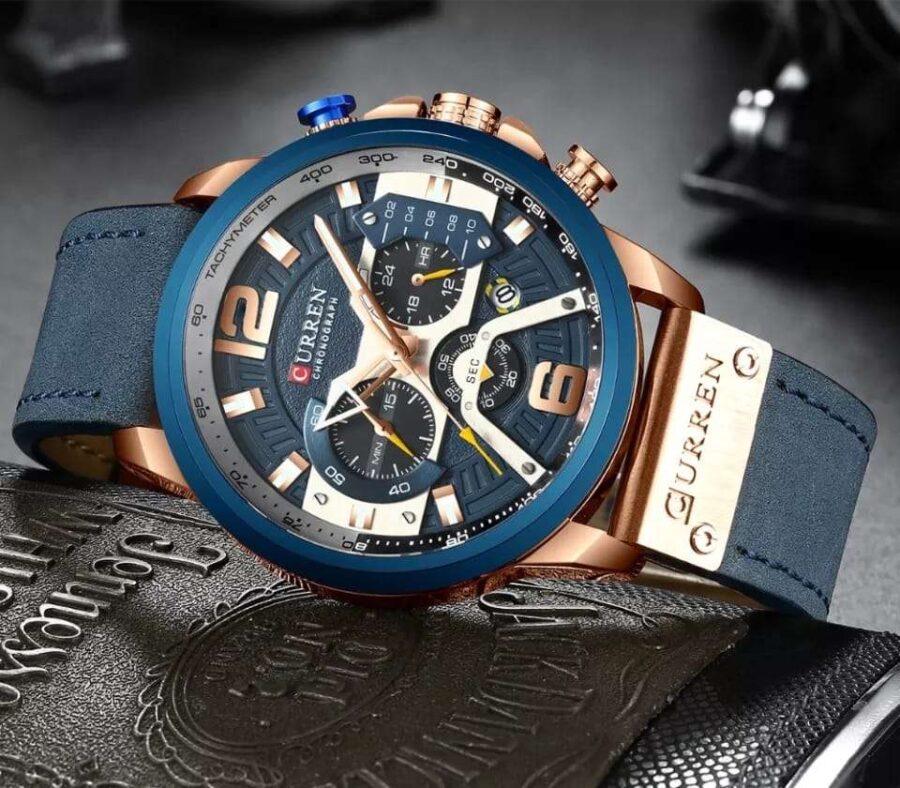 Curren Leather Men's Sports Military Chronograph Watch - Image 4