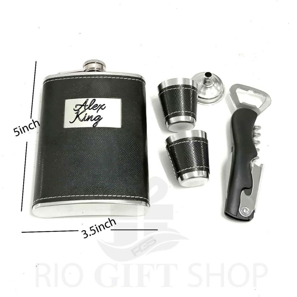 World's Best Boss Flask Gift Set - 7 Oz Stainless Steel Flask With Shot Glasses & Funnel