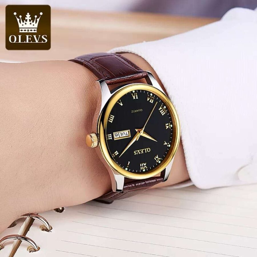 Men Olevs Leather Wrist Watch 1