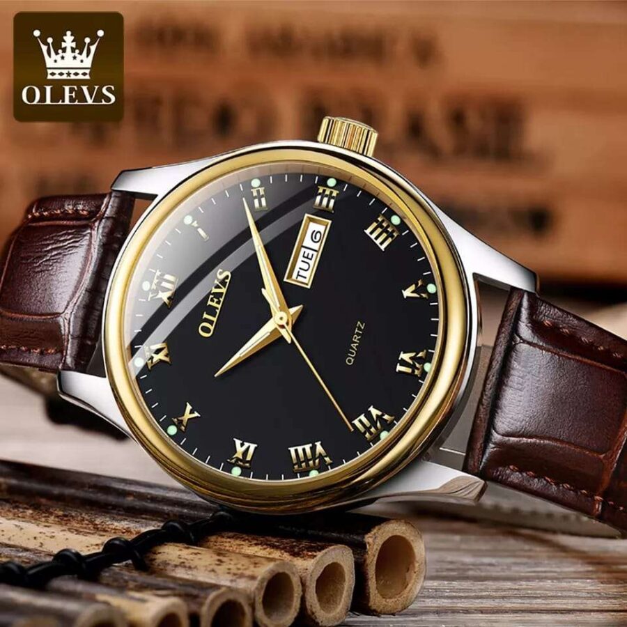 Men Olevs Leather Wrist Watch 3