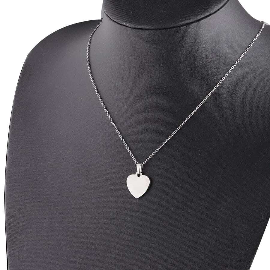 I Love You Stainless Steel Heart Pendant Necklace - Image 3