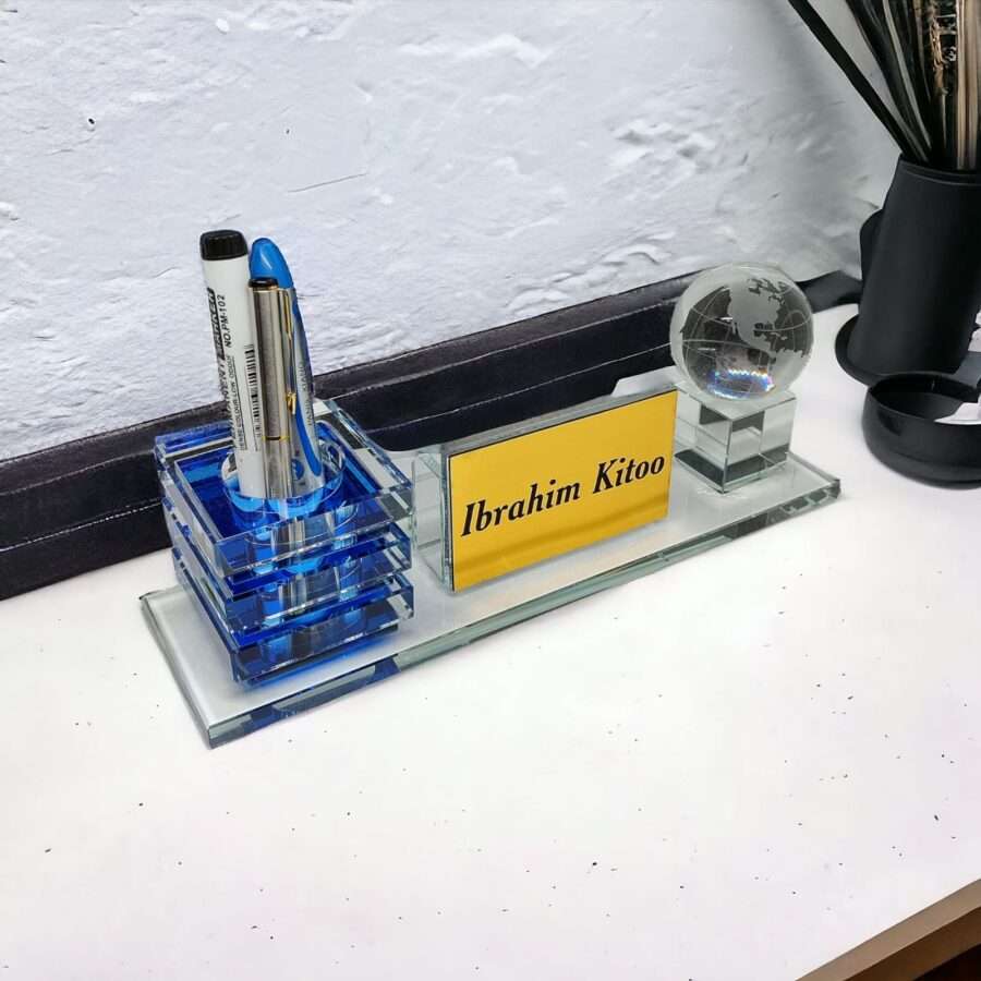 Executive Crystal Desk Organizer