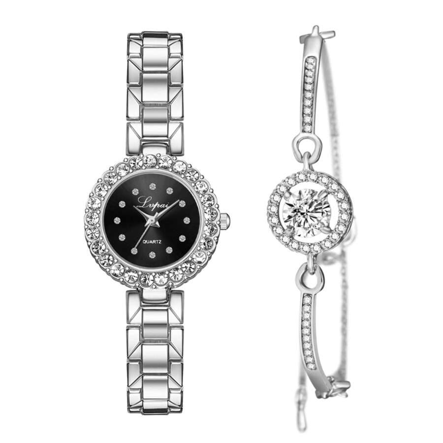 2 in 1 Silver Ladies Watch Gift Set 1