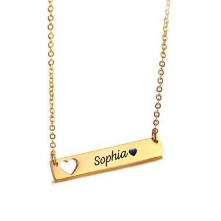 Personalized Bar Pendant Necklace Gold