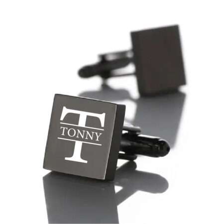 Personalised Black Square Cufflinks