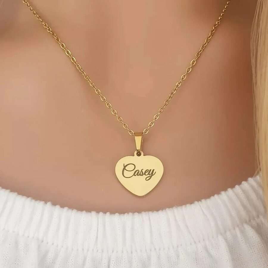 Personalised Gold Heart Pendant Necklace