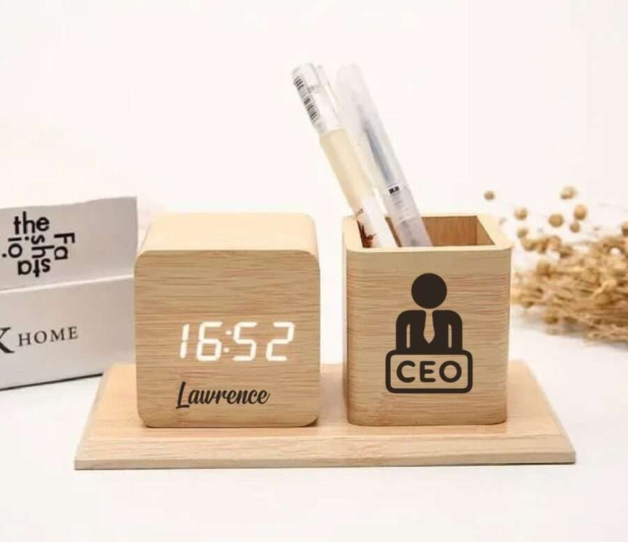 personalized wooden pen holder