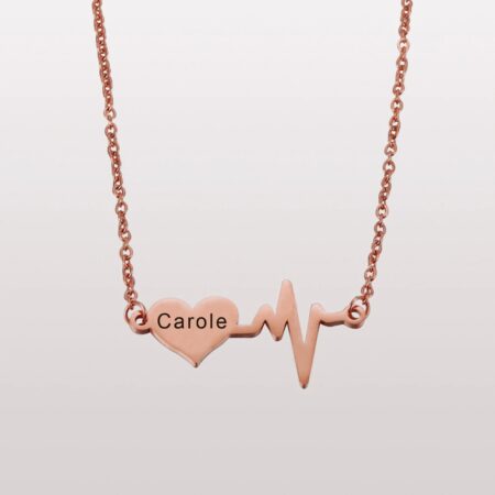 Heartbeat Pulse Rose Gold Pendant Necklace