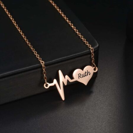 Heartbeat Pulse Rose Gold Pendant Necklace