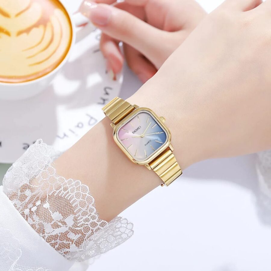 SKMEI Stylish Ladies Dress Colorful Dopamine dial Square Waterproof Quartz Watch - Image 2
