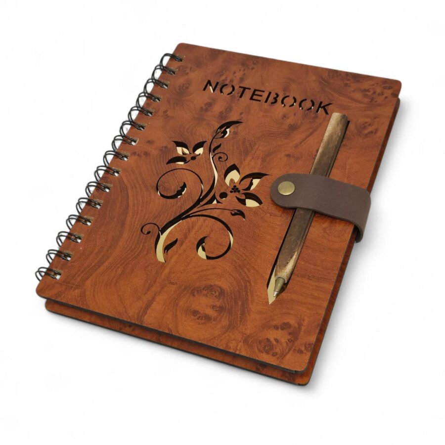 A5 Spiral Notebook With Wooden Cover - Image 3
