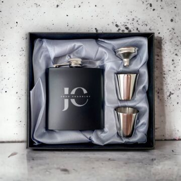 Laser Engraved Hip Flask Sets