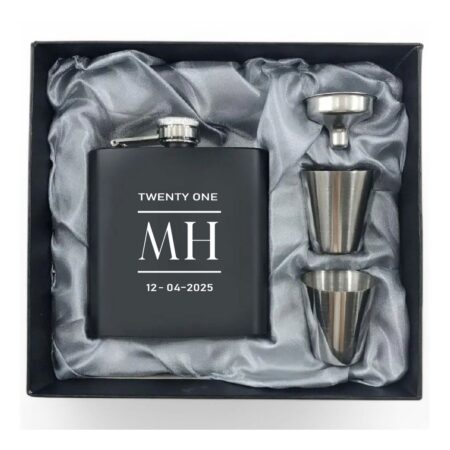 Laser Engraved Hip Flask Sets