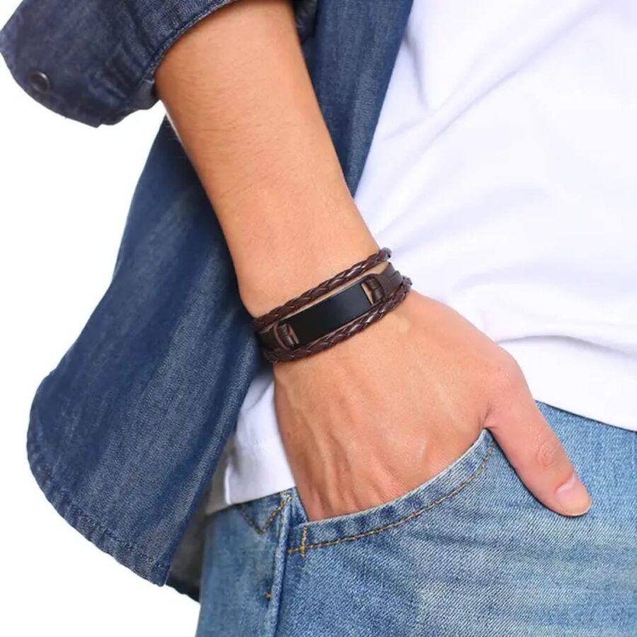 Leather Engraved Bracelet Gift for DAD - Image 2