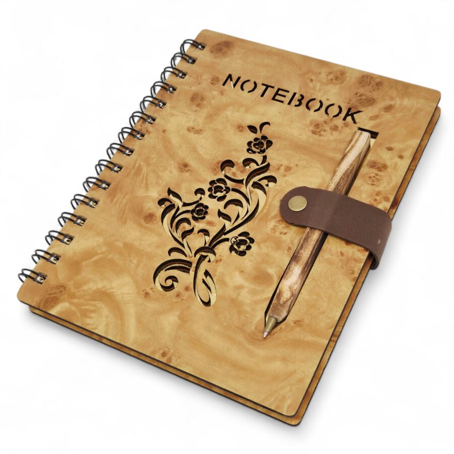 Wooden Cover Spiral Journal A5 Notebook And a Pen - Image 2