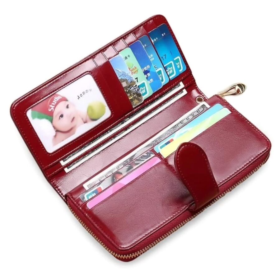 Elegant And Organized Ladies Leather-Style Zip Purse - Image 2