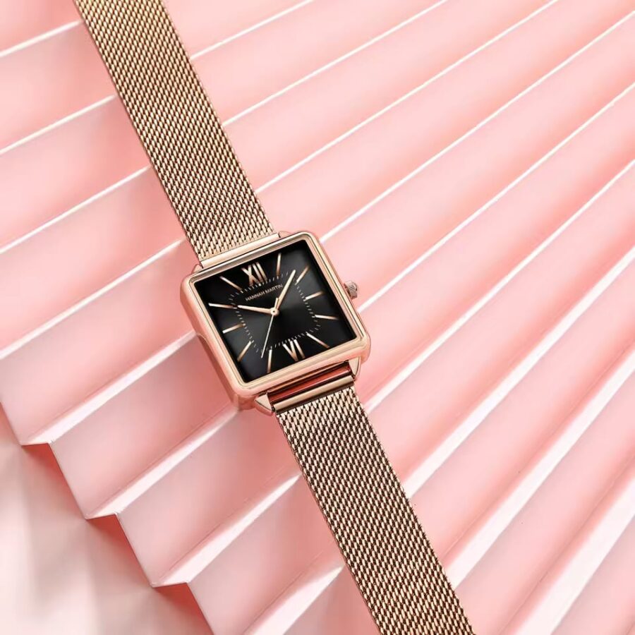 Hannah Martin Women's Rose Gold Square Watch - Image 2