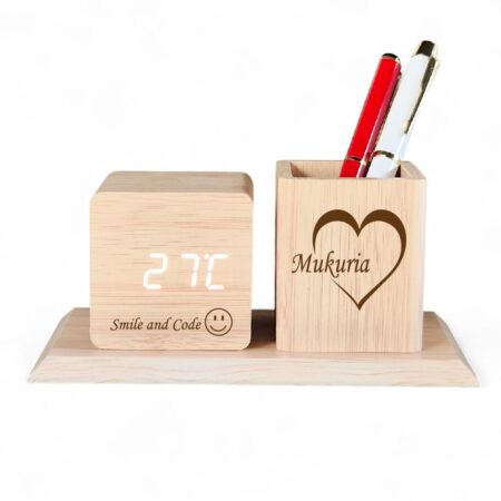 Custom Desk Clock With Pen Holder