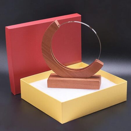 Stunning Crystal And Wooden Trophy