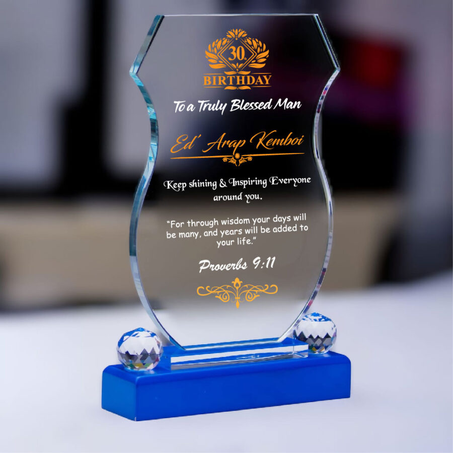 Branded Crystal Birthday Award Trophy