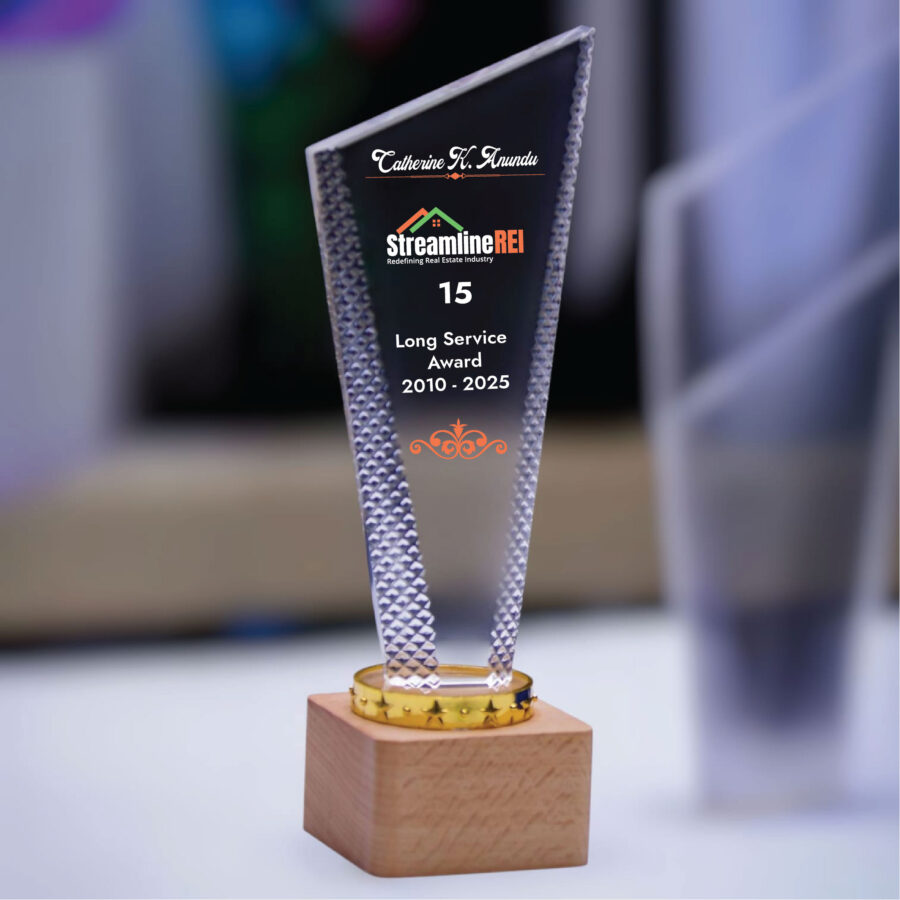 Personalized Crystal Award with Wooden Base