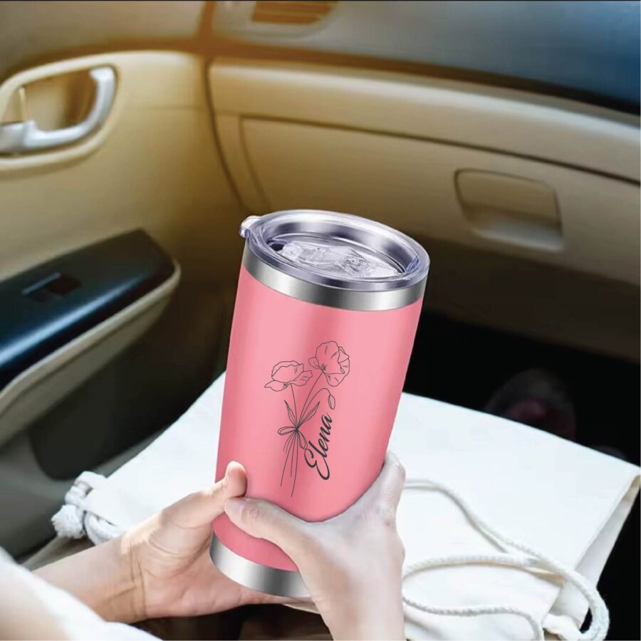 Custom Engraved Floral Design Tumblers