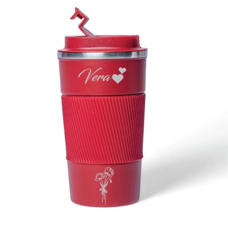 Personalized Red Insulated Coffee Tumbler
