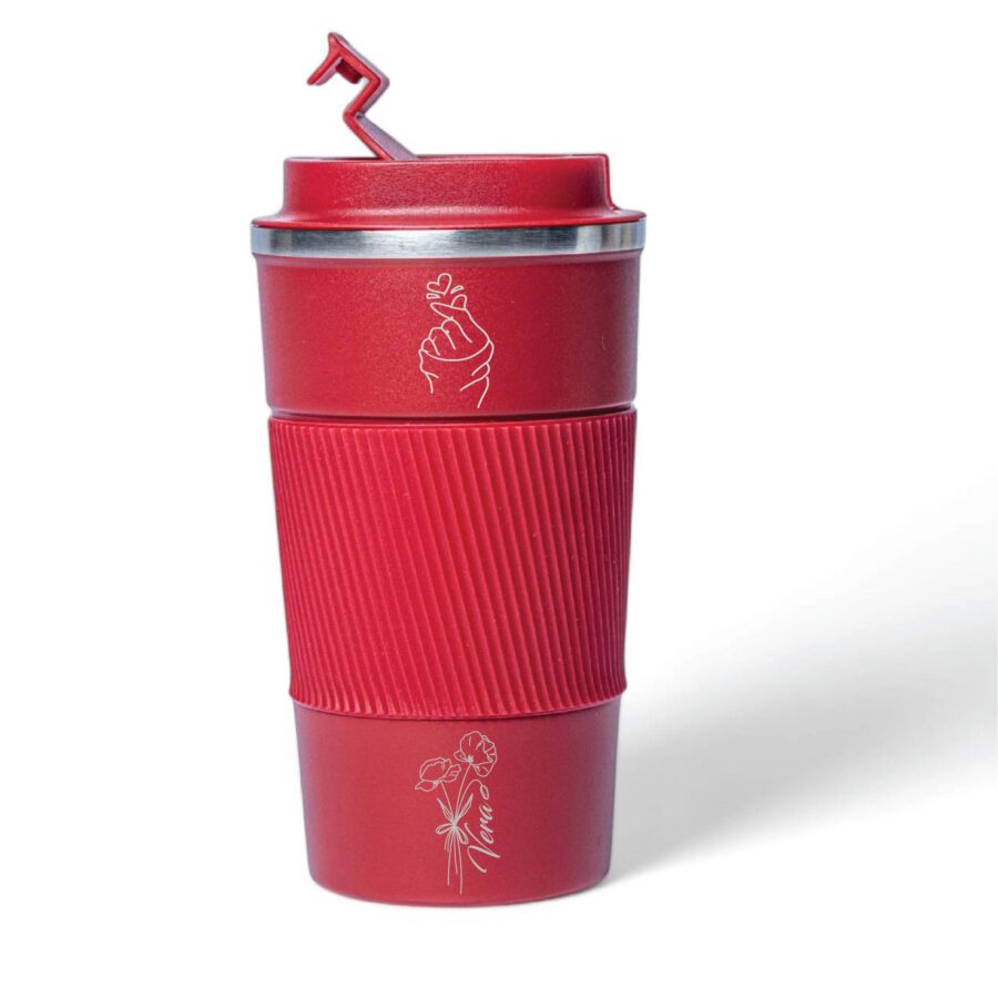 Personalized Red Insulated Coffee Tumbler